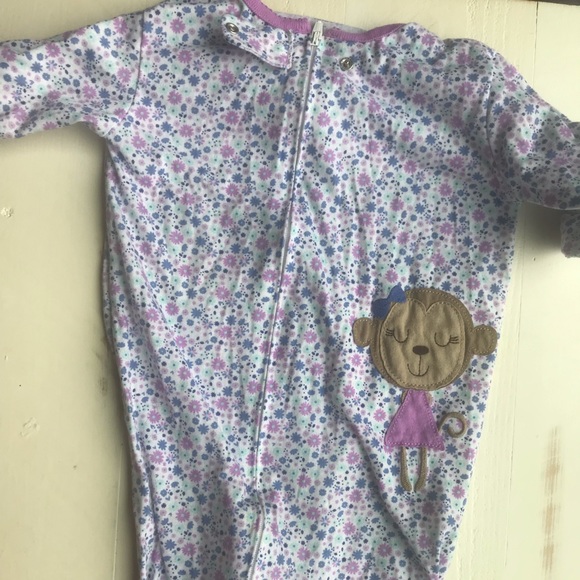 Monkey pj onesie with purple flowers - Picture 3 of 3